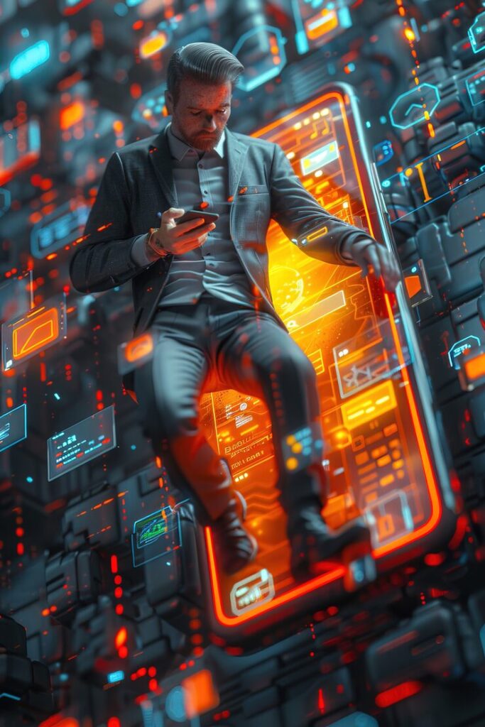 3d character emerging from smartphone 23 2151336529